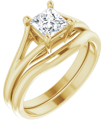 Sužadėtuvių Žiedas „Solitaire Split-Shank“ 14k yellow gold Square 5mm (6)