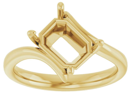 Sužadėtuvių Žiedas „Solitaire Bypass“ 14k yellow gold Emerald 9mm x 7mm (3)