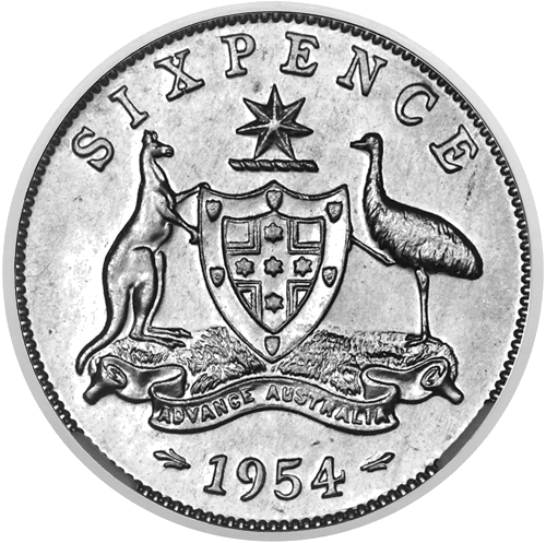 6 пенса Елизабет II (1953-1963) Австралия сребърна монета (2)