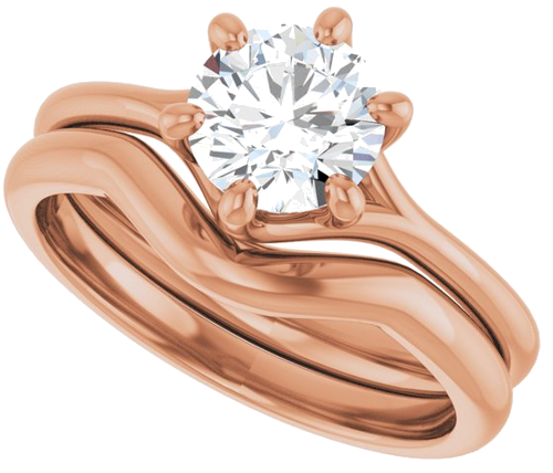 Sužadėtuvių Žiedas „Solitaire“ 585 Rožinis Aukso Round 6.5mm (10)