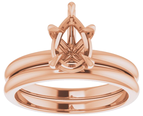 Sužadėtuvių Žiedas „Claw-Prong“ 14k rose gold Pear 9mm x 6mm (8)