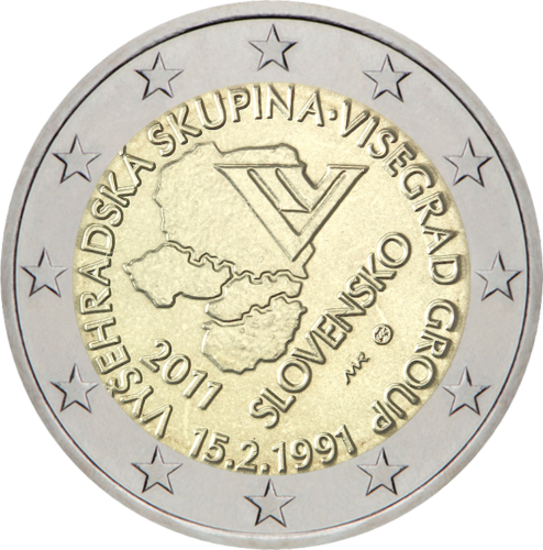 2011 Slovakija Vyšegrado grupė 2 eurų moneta (1)