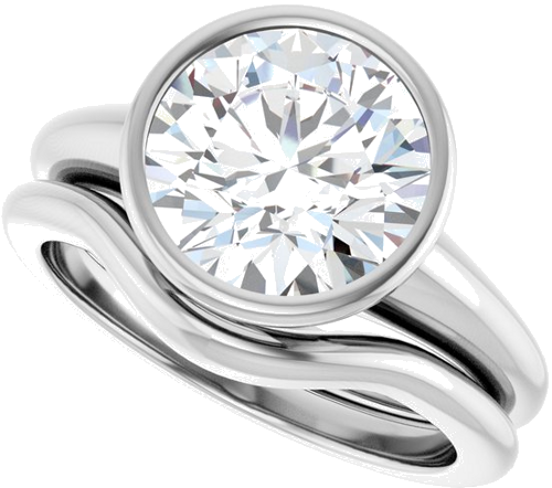 Sužadėtuvių Žiedas „Bezel-Set Solitaire“ 14k white gold Round 9.4mm (10)