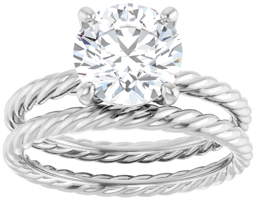 Sužadėtuvių Žiedas „Solitaire Rope“ 14k white gold Round 8mm (8)