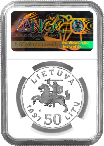 1997 Tatars and Karaims 50 Litas Silver Coin PF 69 ULTRA CAMEO (2)