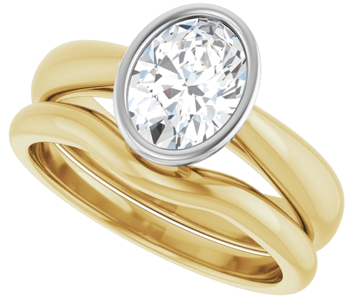 Sužadėtuvių Žiedas „Bezel-Set Solitaire“ 14k yellow/white gold Oval 8mm x 6mm (10)