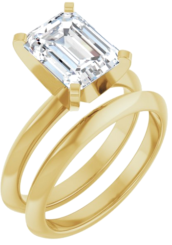 Sužadėtuvių Žiedas „Knife-Edge“ 14k yellow gold Emerald 9mm x 7mm (6)