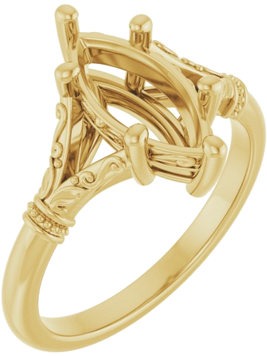 Sužadėtuvių Žiedas „Split Shank“ 585 Geltonojo Aukso Marquise 12mm x 6mm (1)