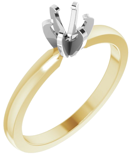 14K Yellow White 4.2-4.9 mm Round Solitaire Engagement Ring Mounting (1)