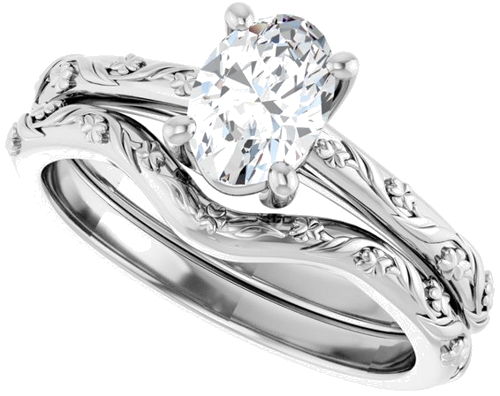 14K White 7x5 mm Oval Solitaire Engagement Ring Mounting (10)