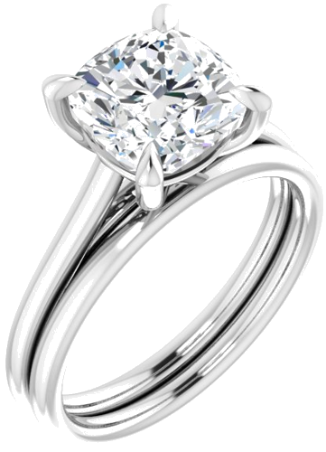 Sužadėtuvių Žiedas „Solitaire“ 585 Baltojo Aukso Cushion 8mm (6)