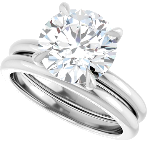 Sužadėtuvių Žiedas 585 Baltojo Aukso Round 9.4mm (8)