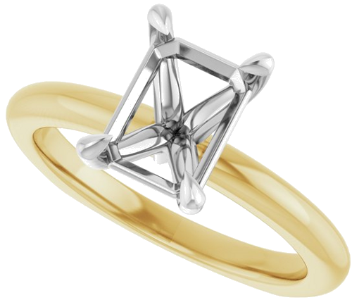 Sužadėtuvių Žiedas „Claw-Prong Euro Shank“ 14k yellow/white gold Emerald 8mm x 6mm (5)