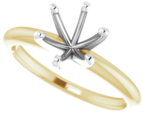 Sužadėtuvių Žiedas „Solitaire“ 14k yellow/white gold Round 7.3mm x 7.7mm (5)