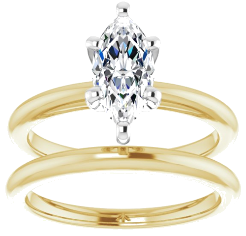 Sužadėtuvių Žiedas 18k yellow/white gold Marquise 10mm x 5mm (8)