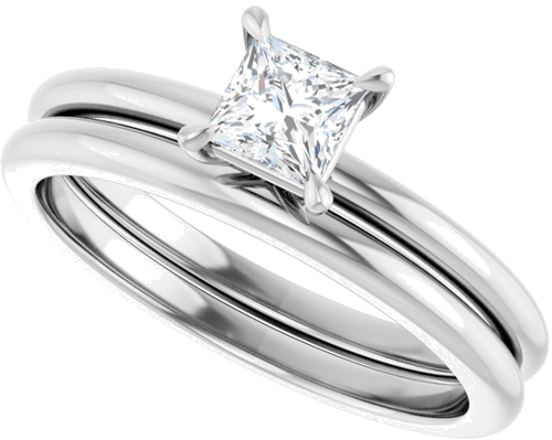 Sužadėtuvių Žiedas „Claw-Prong“ 14k white gold Square 4mm (10)