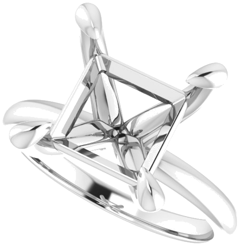 14K White  9x9 mm Square Solitaire Engagement Ring Mounting (5)