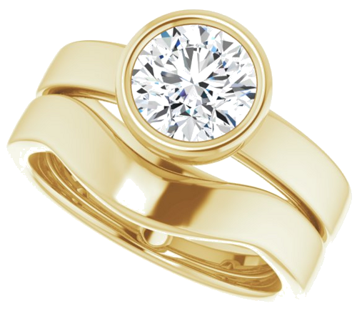 Sužadėtuvių Žiedas „Bezel-Set Solitaire“ 18k yellow gold Round 7mm (10)