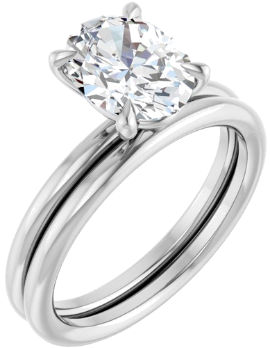 Sužadėtuvių Žiedas „Claw-Prong Solitaire“ 14k white gold Oval 9mm x 7mm (6)