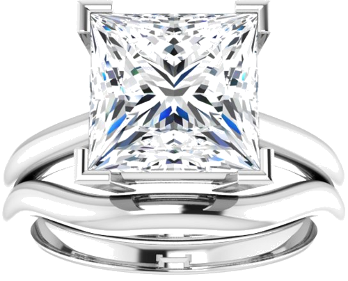 Sužadėtuvių Žiedas „V-End Prong“ 14k white gold Square 9mm (8)