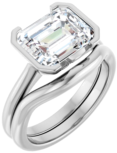 Sužadėtuvių Žiedas „Half-Bezel Solitaire“ 10k white gold Emerald 10mm x 8mm (6)
