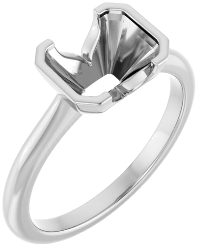 14K White 8x6 mm Emerald Solitaire Engagement Ring Mounting (1)
