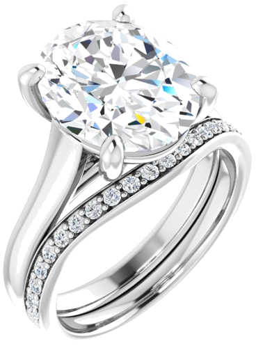 14K White 12x10 mm Oval Solitaire Engagement Ring Mounting (6)