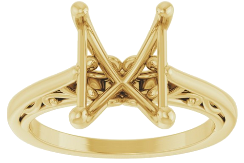 14K Yellow 10x8 mm Emerald Solitaire Engagement Ring Mounting (3)