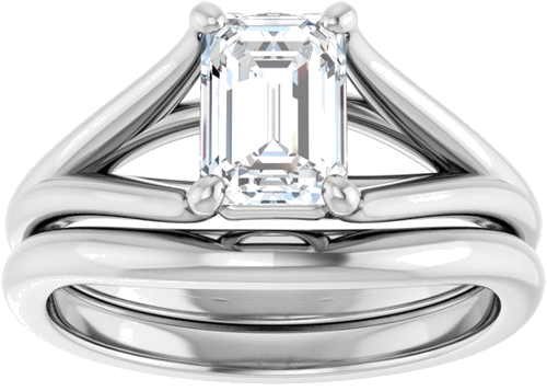 Sužadėtuvių Žiedas „Solitaire“ 14k white gold Emerald 7mm x 5mm (8)