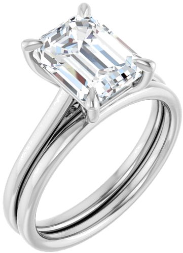 Sužadėtuvių Žiedas „Solitaire“ 950 Platinos Emerald 9mm x 7mm (6)