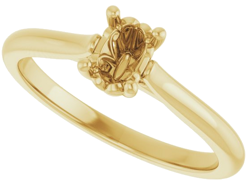 Sužadėtuvių Žiedas „Solitaire“ 585 Geltonojo Aukso Oval 6mm x 4mm (5)