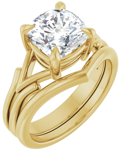 Sužadėtuvių Žiedas „Claw-Prong Solitaire“ 14k yellow gold Cushion 8mm (6)