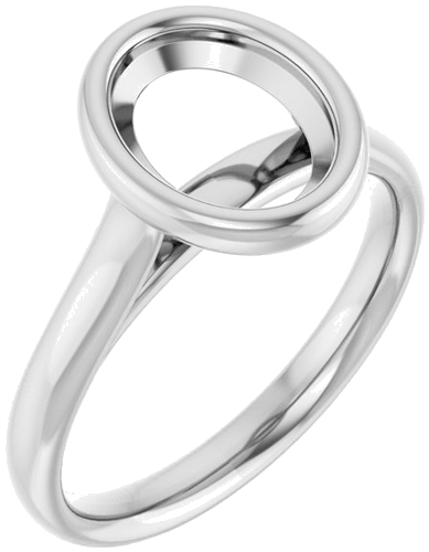 Sužadėtuvių Žiedas „Bezel-Set Solitaire“ 14k white gold Oval 9mm x 7mm (1)