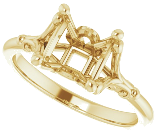 14K Yellow 6 mm Square Solitaire Engagement Ring Mounting (5)