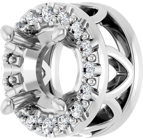 14K White 5.2 mm Round .06 CTW Natural Diamond Semi-Set Pendant (3)