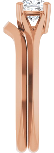 Sužadėtuvių Žiedas „Solitaire Split Shank“ 14k rose gold Cushion 5mm (9)