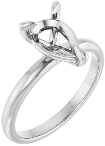 14K White  10x7 mm Pear Solitaire Engagement Ring Mounting (1)