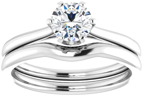 Sužadėtuvių Žiedas „Solitaire“ 585 Baltojo Aukso Round 5.5mm (5)