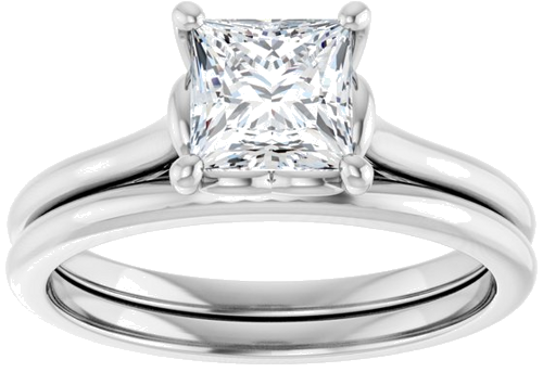 Sužadėtuvių Žiedas „Solitaire“ 585 Baltojo Aukso Square 5.5mm (8)