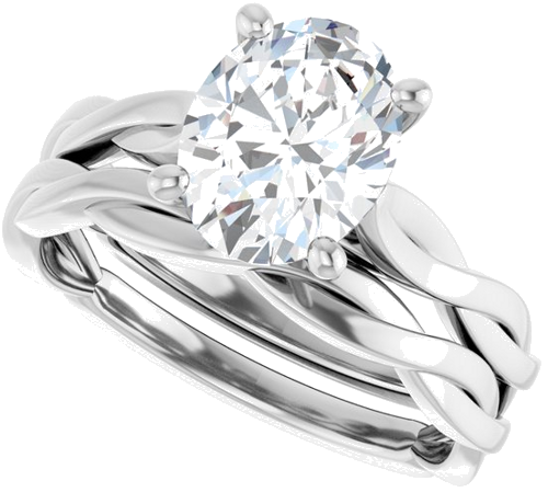 Sužadėtuvių Žiedas „Infinity-Inspired“ 10k white gold Oval 9mm x 7mm (10)