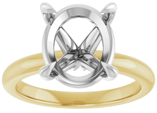 Sužadėtuvių Žiedas 585 Baltojo Ir Geltonojo Aukso Oval 12mm x 10mm (2)