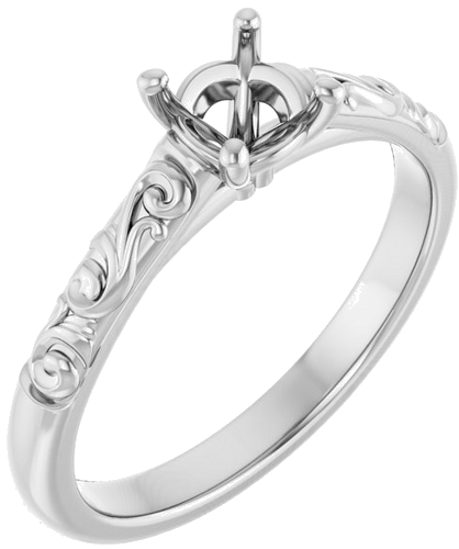 Sužadėtuvių Žiedas „Solitaire“ 585 Baltojo Aukso Round 5.2mm (1)