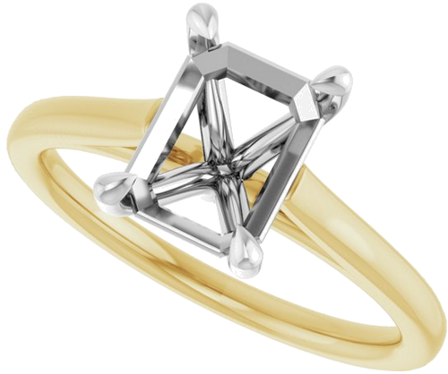 Sužadėtuvių Žiedas „Claw-Pong“ 14k yellow/white gold Emerald 8mm x 6mm (5)