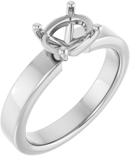 14K White 8x6 mm Oval Solitaire Engagement Ring Mounting (1)