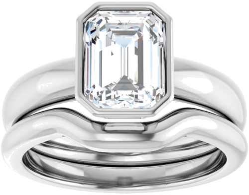 Sužadėtuvių Žiedas „Bezel-Set Solitaire“ 585 Baltojo Aukso Emerald 8mm x 6mm (8)