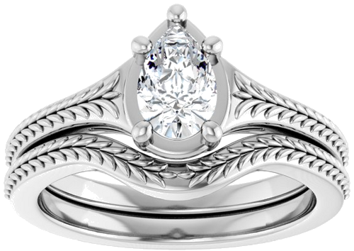 Sužadėtuvių Žiedas „Solitaire“ 14k white gold Pear 7mm x 4.5mm (8)