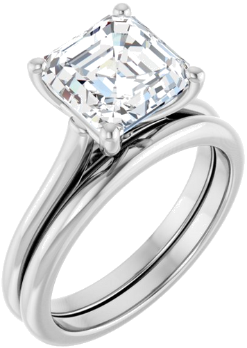 Sužadėtuvių Žiedas „Accented“ 14k white gold Asscher 8mm (6)