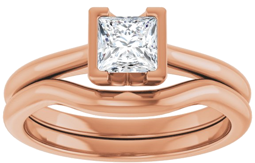 Sužadėtuvių Žiedas „Half-Bezel Solitaire“ 14k rose gold Square 4.5mm (8)