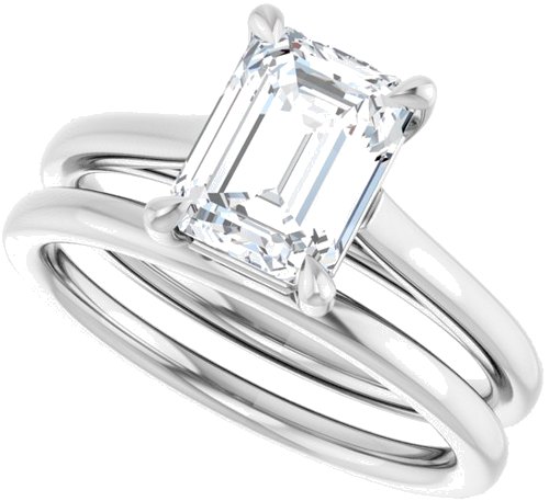 Sužadėtuvių Žiedas „Claw-Pong“ 14k white gold Emerald 8mm x 6mm (10)
