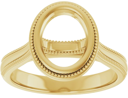 14K Yellow 9x7 mm Oval Solitaire Engagement Ring Mounting (3)